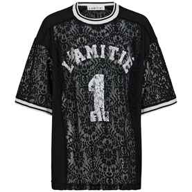  HAUTE L'AMITIE Lace Football Tee, Sort